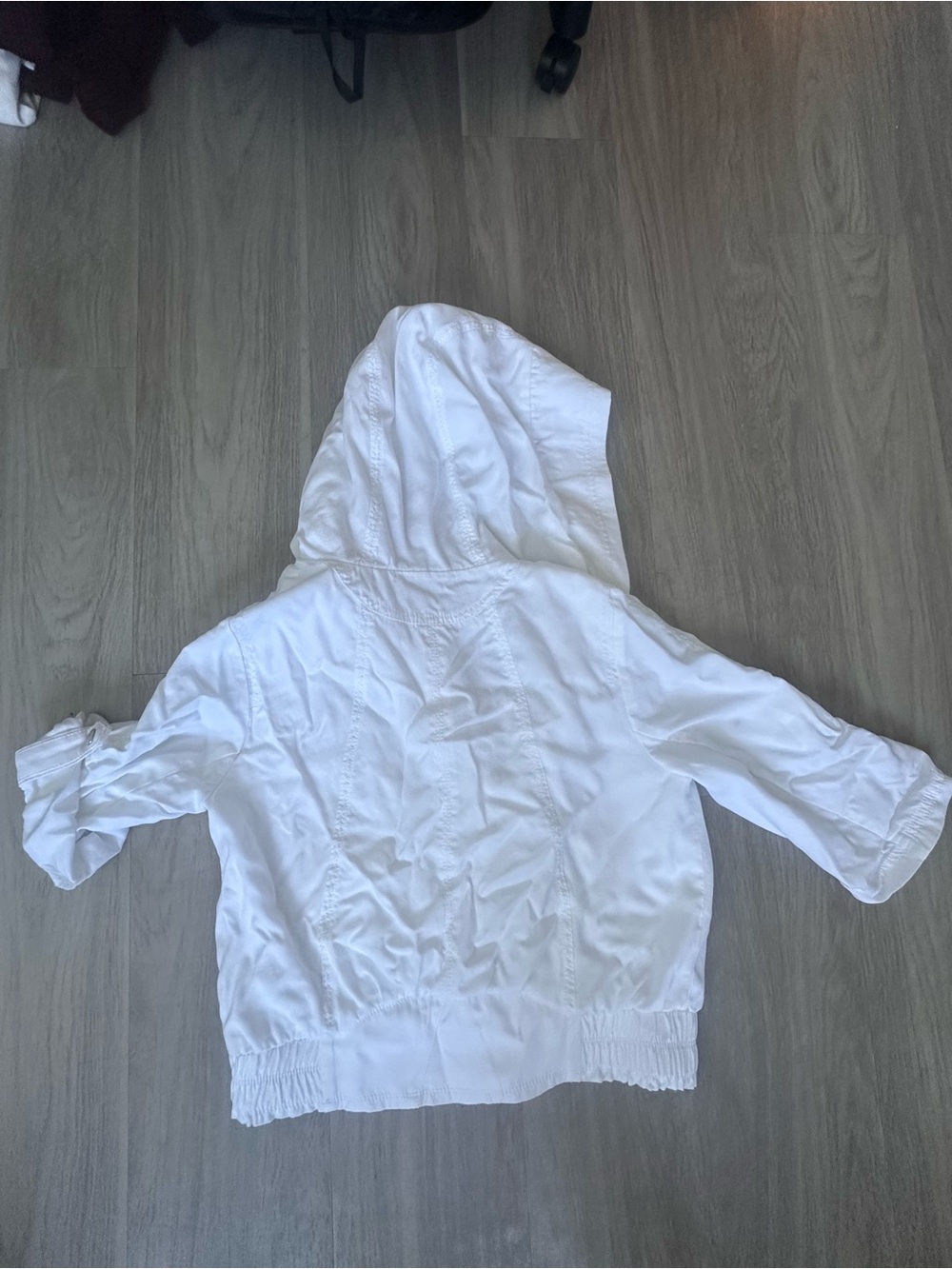 White House Black Market White Hooded Utility Jacket Lyocell Size Small WHBM 3/4 - Picture 8 of 8
